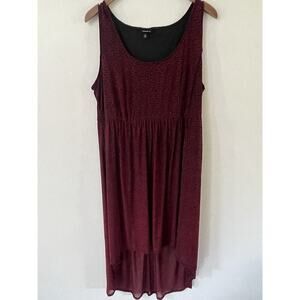 Torrid Womens Size 3 High Low Burgundy Animal Print Sleeveless Stretch Dress
